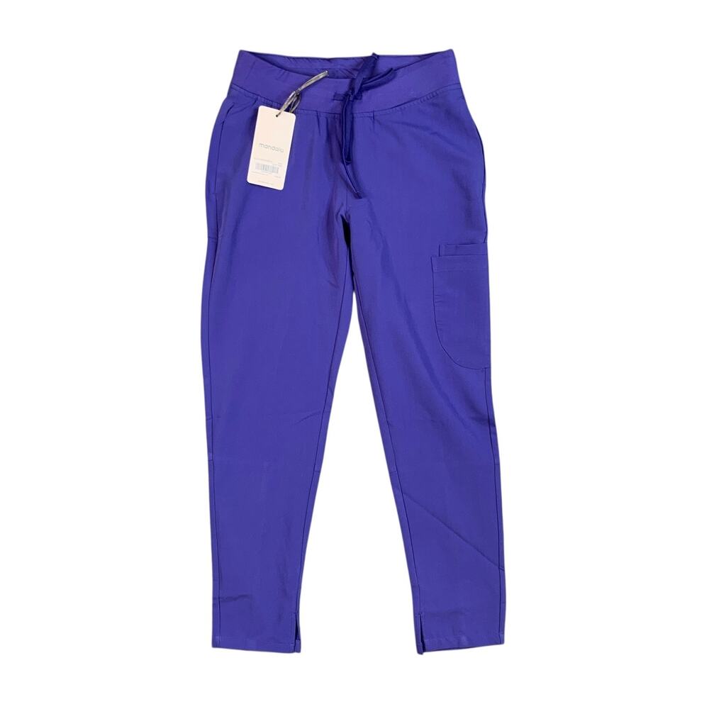 Mandala Scrub Pants Womens XXS Petite Hyacinth Elastic Waist High Performance